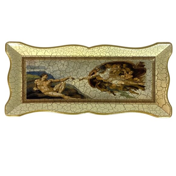 Tirinnanzi Firenze Florentine Trinket Tray Michelangelos Creation Of Adam - Picture 1 of 6
